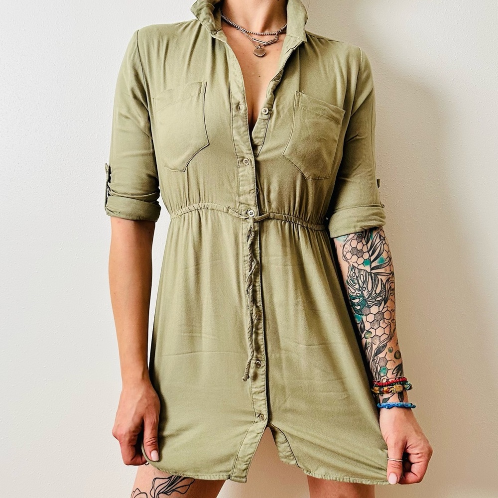 Japna Khaki mini shirt dress
